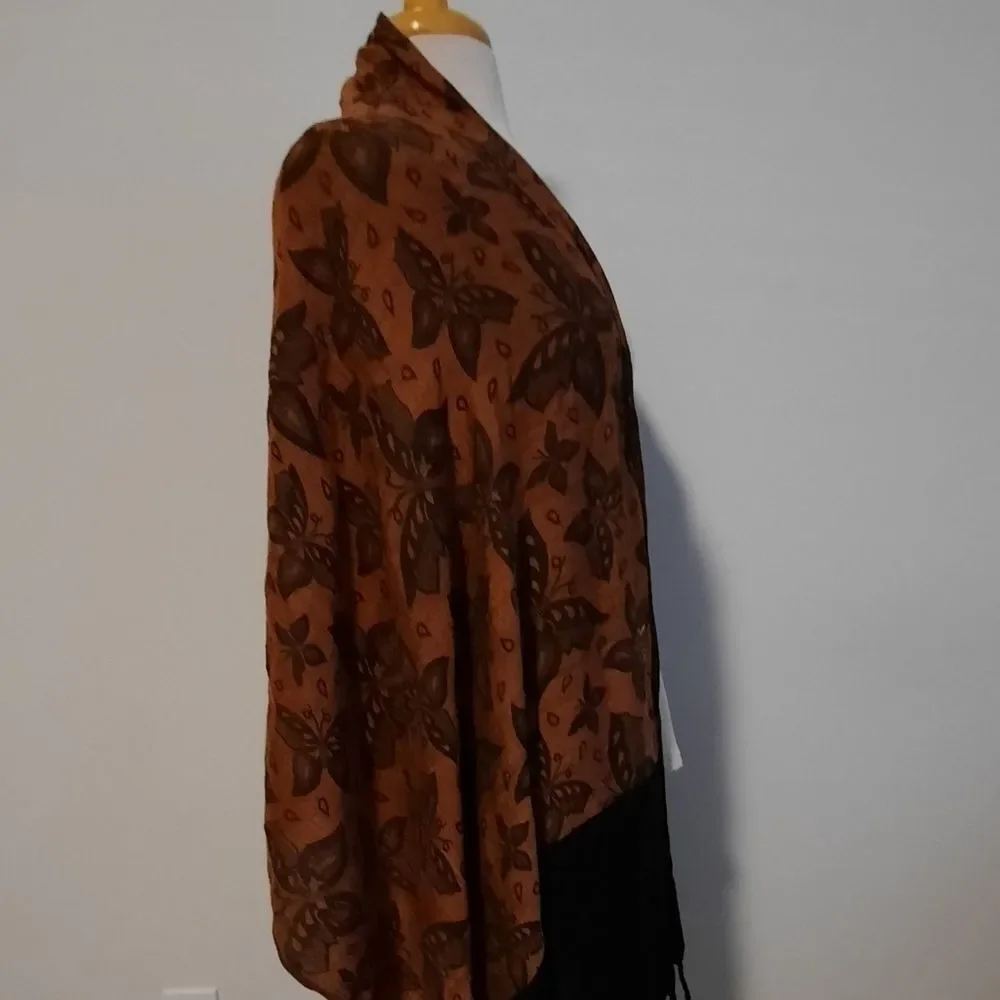 Lucky & COCO Butterfly Scarf Shawl Wrap Neckwarmer Fringe trim